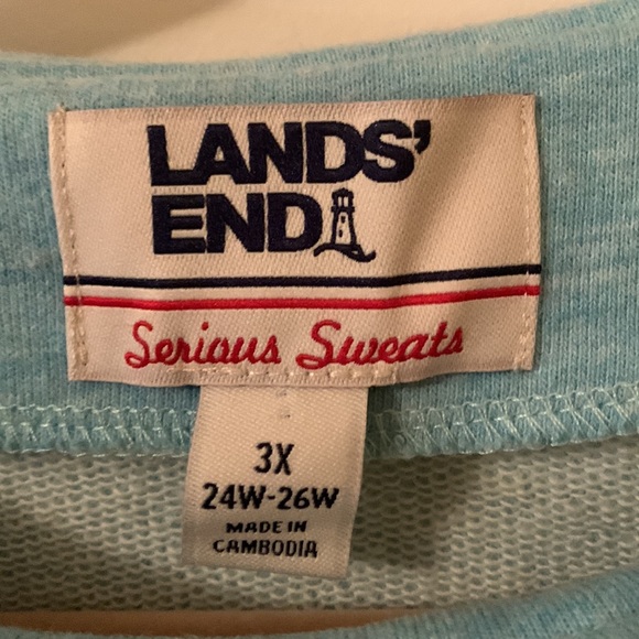 Lands End green heathered scoop-neck 3/4 sleeve sweatshirt sz 3x (24W-26W) - Picture 7 of 9